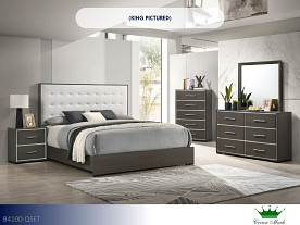 Crown Mark Sharpe Gray Bedroom Set (Queen Bed, Dresser, Mirror, Chest, Nightstand)