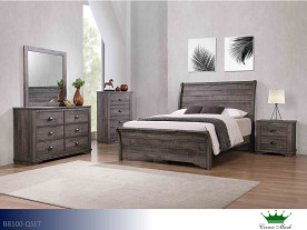 Crown Mark Coralee Brownish Gray Bedroom Set (Queen Bed, Dresser, Mirror, Chest, Nightstand)