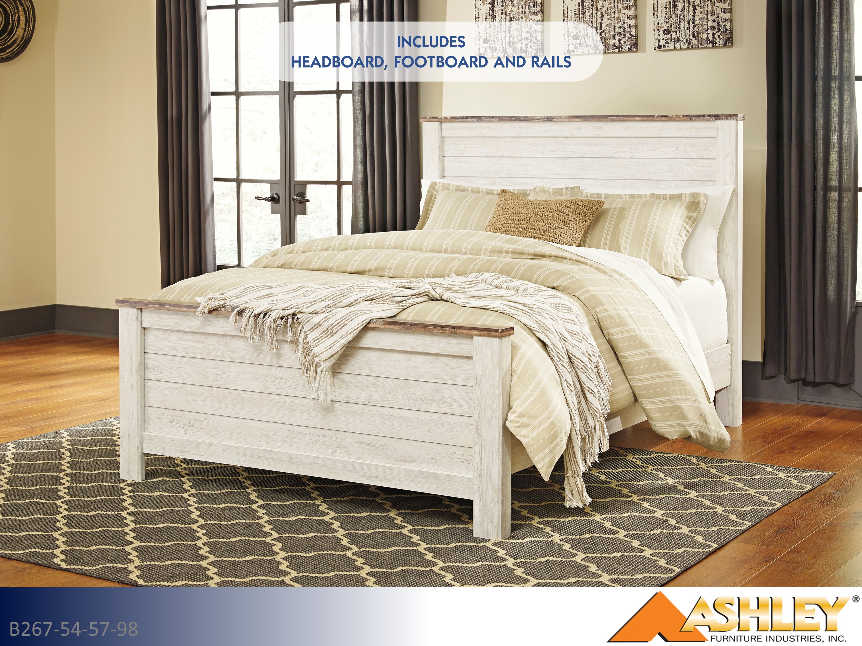 Willowton Whitewash Bed | Ashley Furniture Shabby Chic Queen
